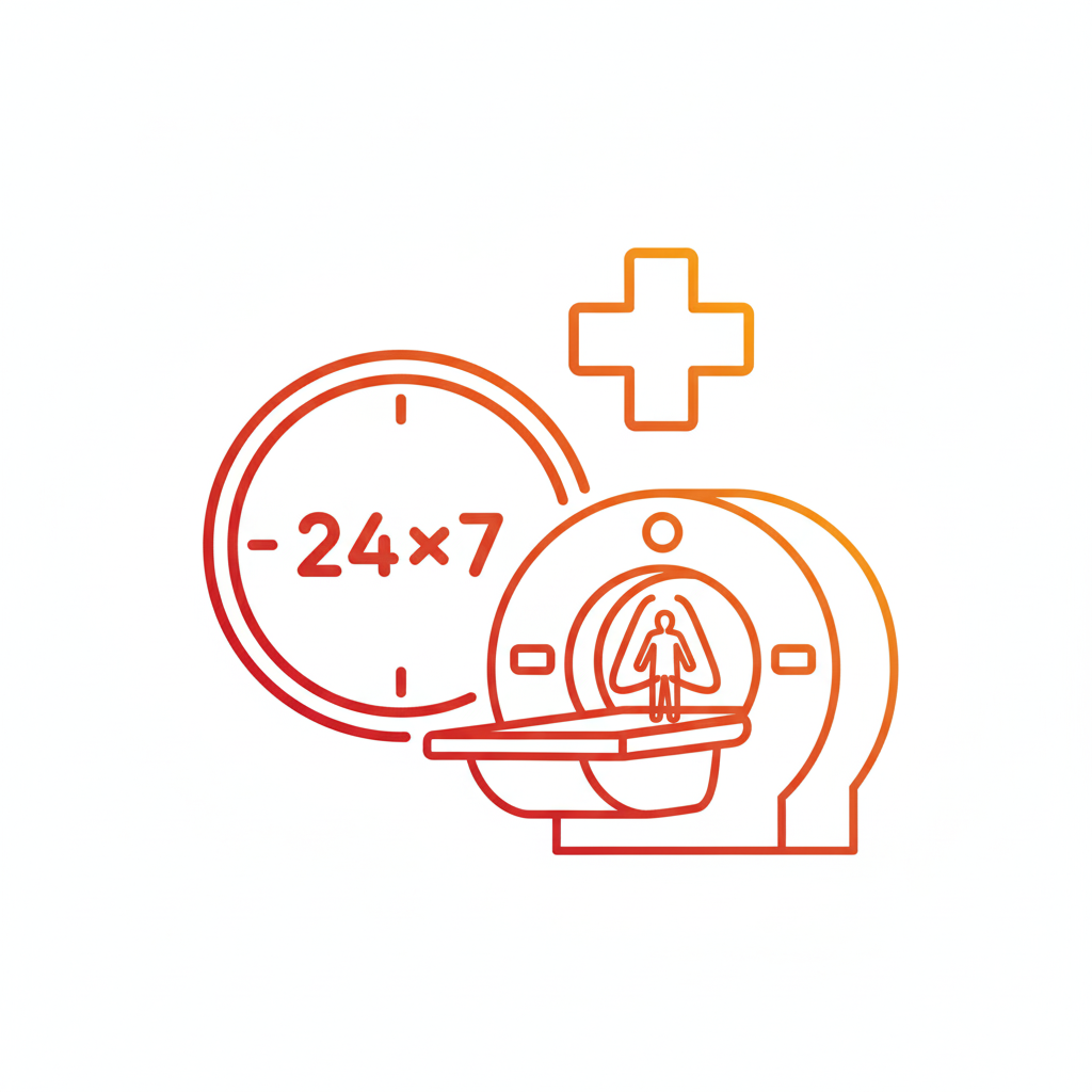 24×7 MRI services icon at advanced MRI center in Udaipur