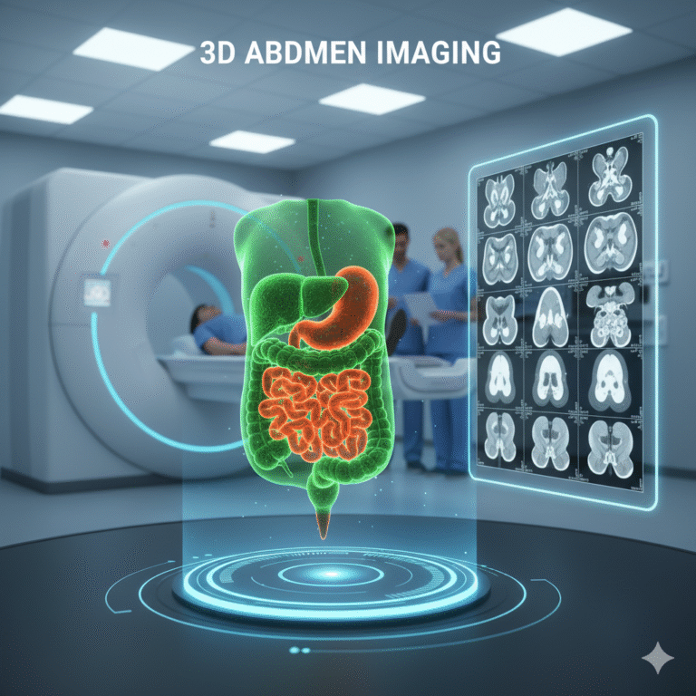 3D abdomen MRI scan visualization showing digestive organs at Arth Diagnostics MRI center in Udaipur