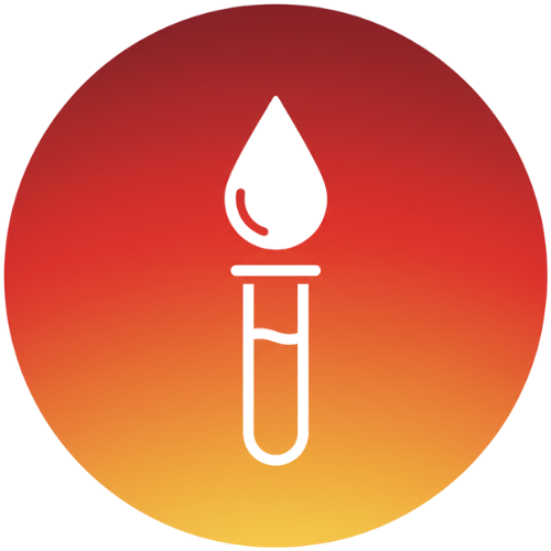 Blood test icon representing CBC, lipid profile, liver function, and kidney function included in a full body check-up in Udaipur.