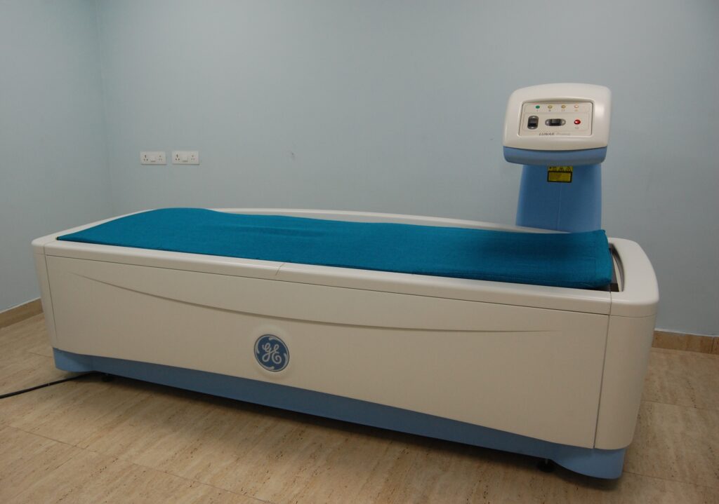 Bone Mineral Density machine used for osteoporosis screening at Arth Diagnostics