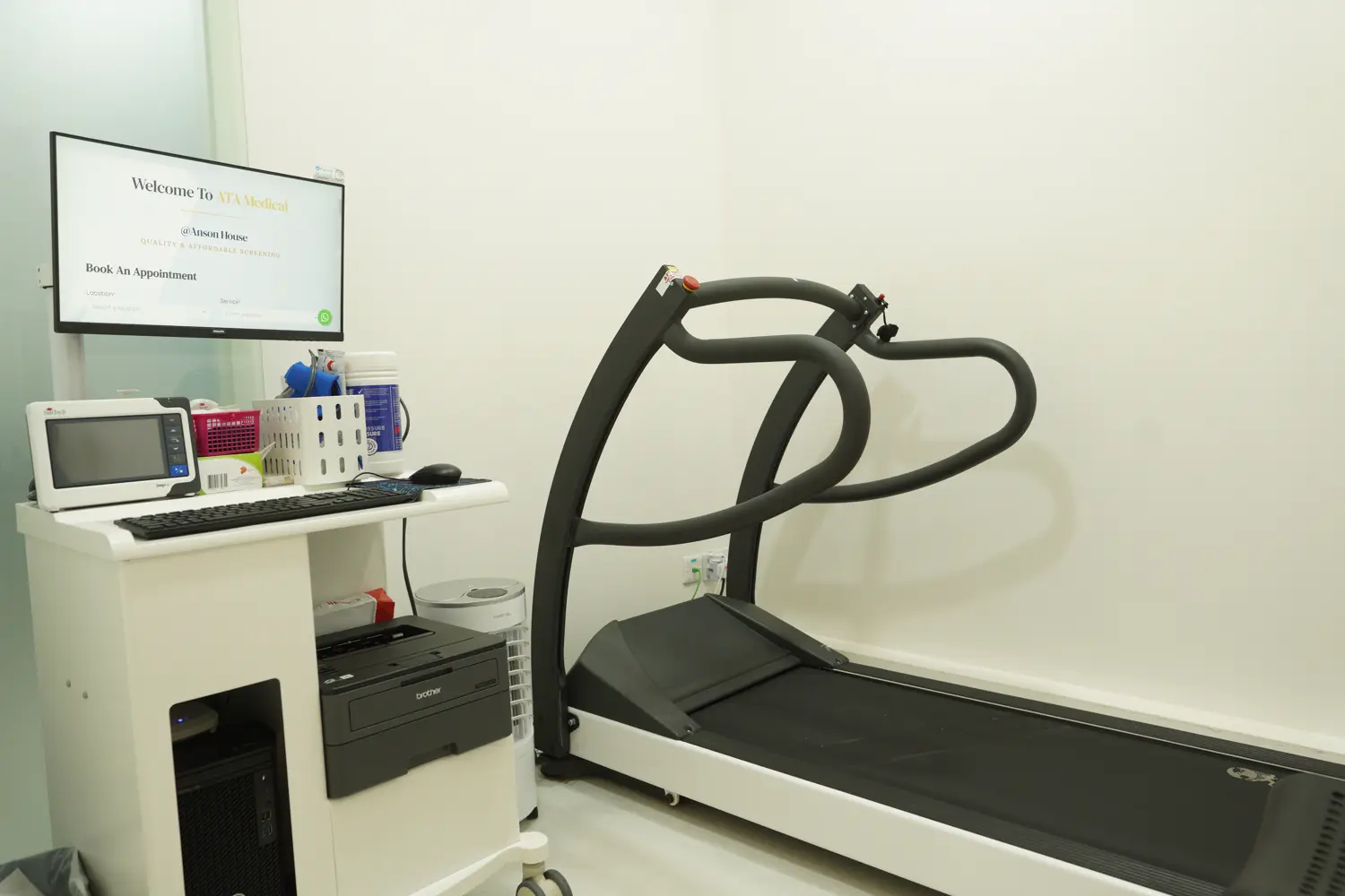 Treadmill used for cardiac stress testing to evaluate heart performance during exercise
