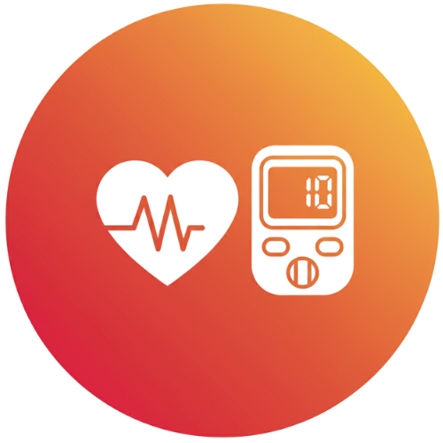 Health screening icon representing diabetes, thyroid, and cardiac tests conducted during a full body check-up in Udaipur.