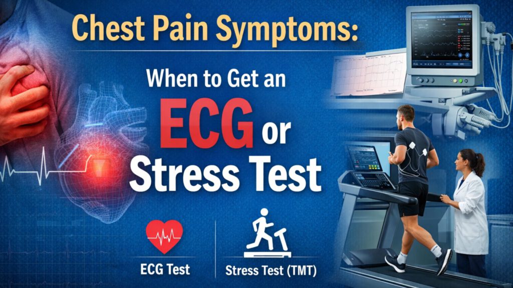 Chest pain symptoms showing when to get an ECG test or treadmill stress test (TMT)