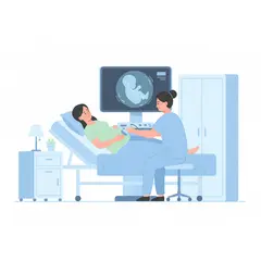 “Pregnant woman undergoing ultrasound scan at the best diagnostic center in Udaipur